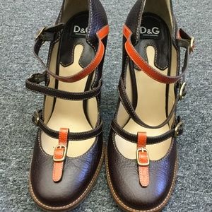 Dolce and Gabbana Brogue heel w/straps